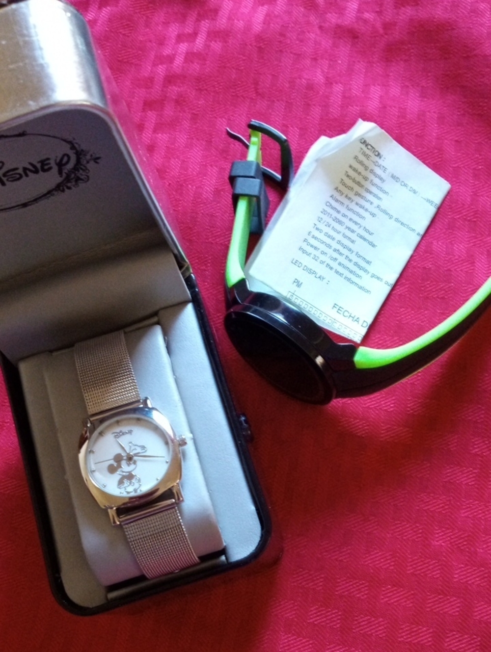 Set Of DISNEY Silver Mesh Mickey Watch And TECHNO PAVE Touch Screen Watch